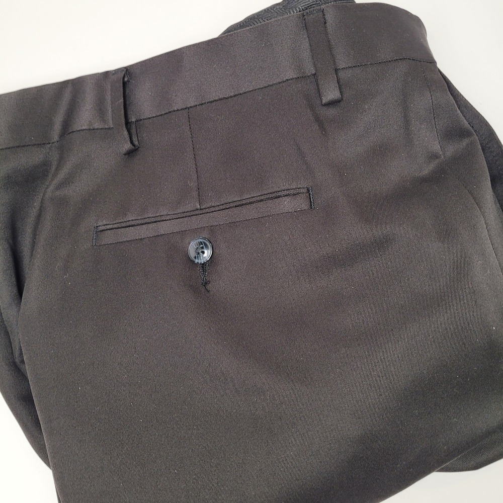 Roundtree & Yorke TravelSmart Dress Pants Mens 44x29 Black Excellent Flat Front